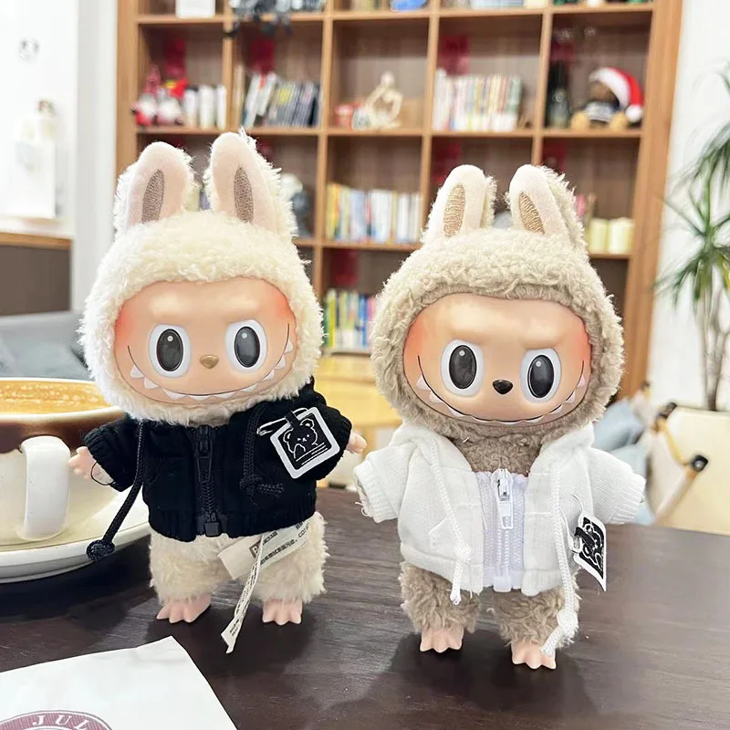 

Stylish Cool Zip-up Sweatshirt for 17cm Labubu Idol Dolls Outfit Accessories Korea Kpop Exo Clothing Hoodie Plush Doll'S Clothes