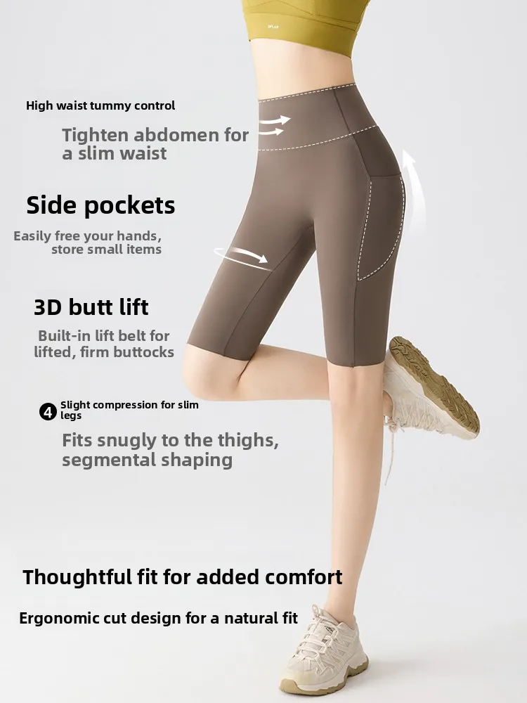 Pantaloni da yoga in seta di ghiaccio a vita alta da donna estivi sottili fitn controllo della pancia sollevamento del sedere ket misto nylon spandex casual