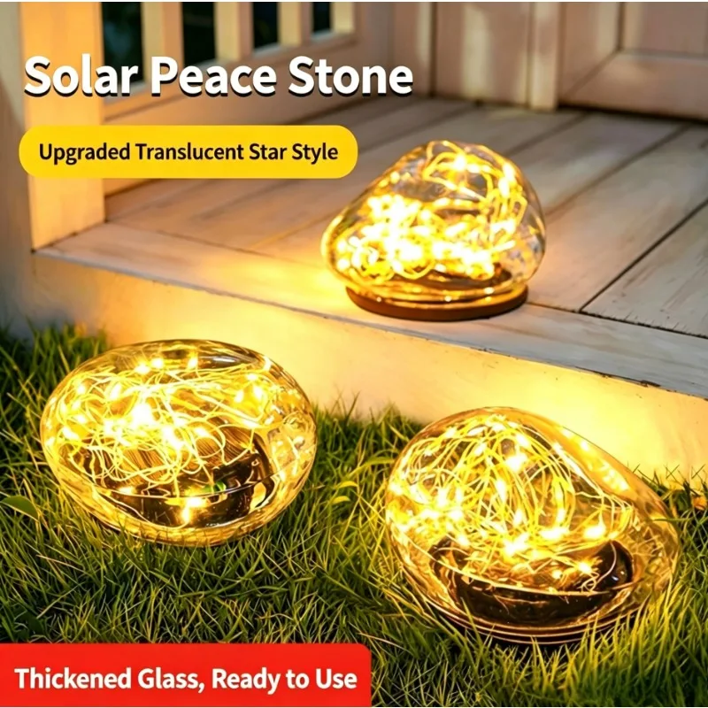 

Solar Glass Stone LED Fairy Lights IP65 Waterproof Outdoor Garden Rock Lamp for Yard Lawn Patio Pathway Landscape Decoration