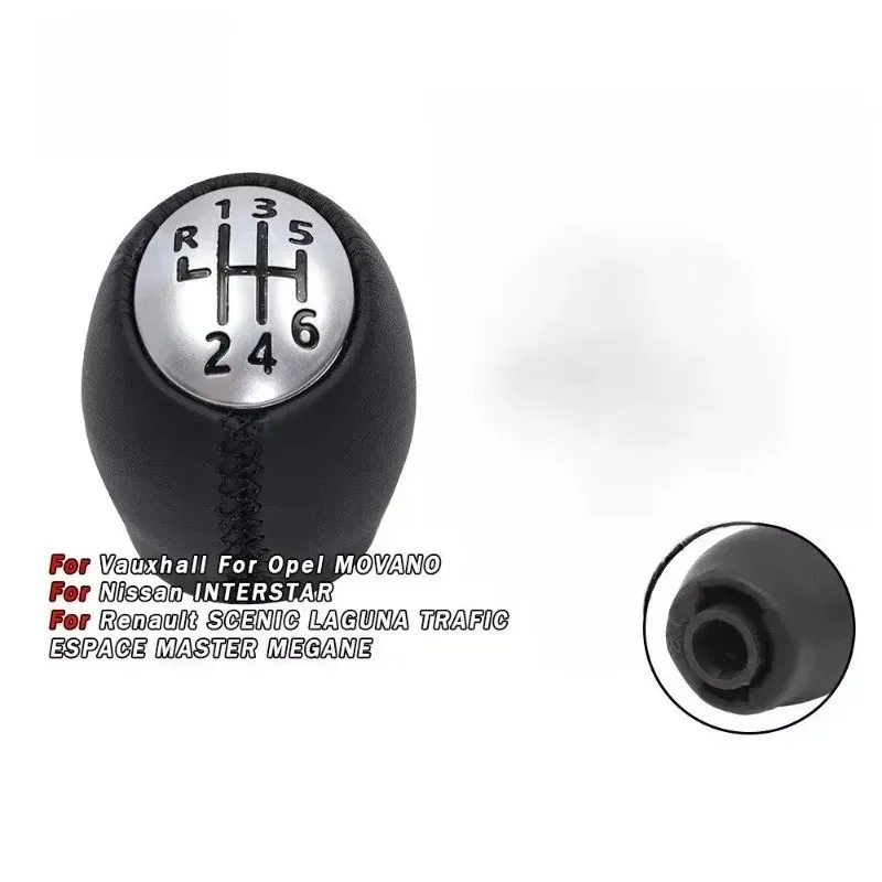Perilla de palanca de cambios de coche Renola Guna Scenic Megane III Master Tra, 6 velocidades, con palanca de cambios de barra Horizontal de costura negra