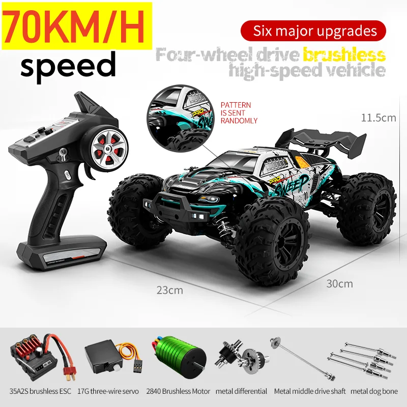 

High Speed Rc Car 70KM/H 4x4 Off Road Remote Control Car with LED Headlight Brushless 1/16 Monster Truck Adults Kids Toys