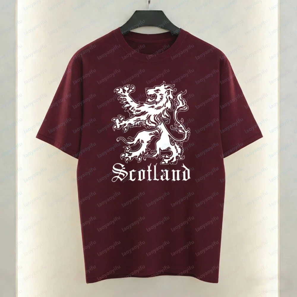 Scottish National Lion Cotton Tee Scotland Gothic Statement Shirt Patriotic Streetwear Sports Events Summer Men's Clothing