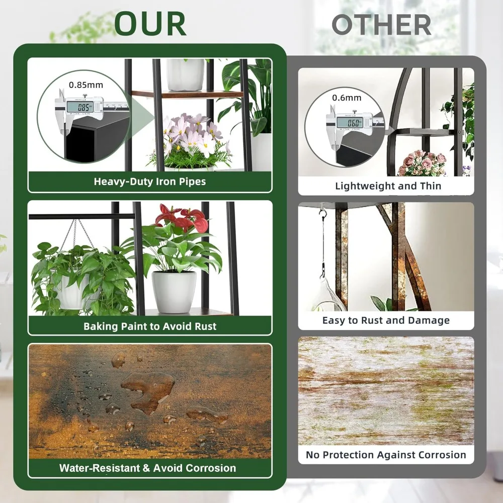 Supporto da interno con luci di coltivazione, ripiano in metallo a 6 livelli, supporto grande da 55" per interni multipli, angolare