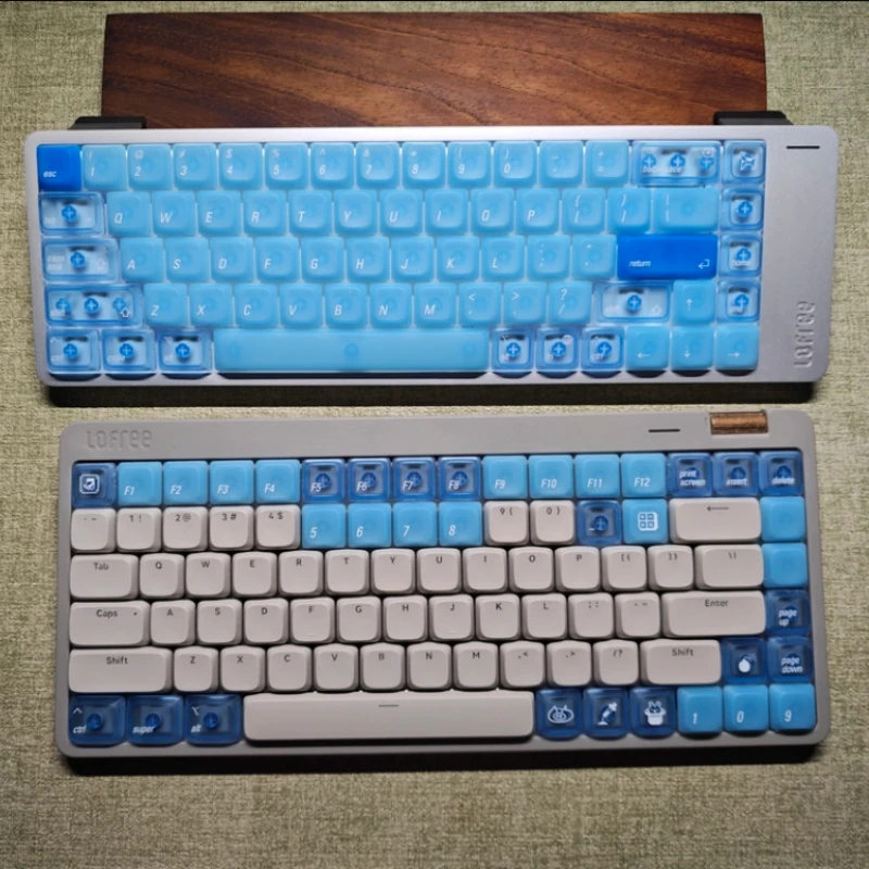 LowSup-Ocean Blue Low Profile Mechanical Keyboard Keycaps Set Frosted Transparent Custom Blue Keycap Gaming Keyboard Accessories