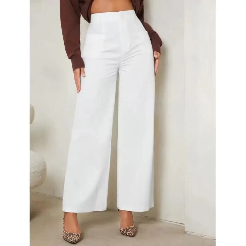 

High Waist Straight Leg Pants Pure Color Retro Fit plus Size Tee-acetate Fiber Ciwalk Nine Points Bots Men's orts