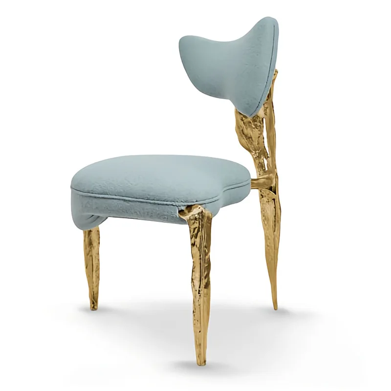 

Pure brass dining chair Italian luxury high-end villa living room home special-shaped casual reception chair