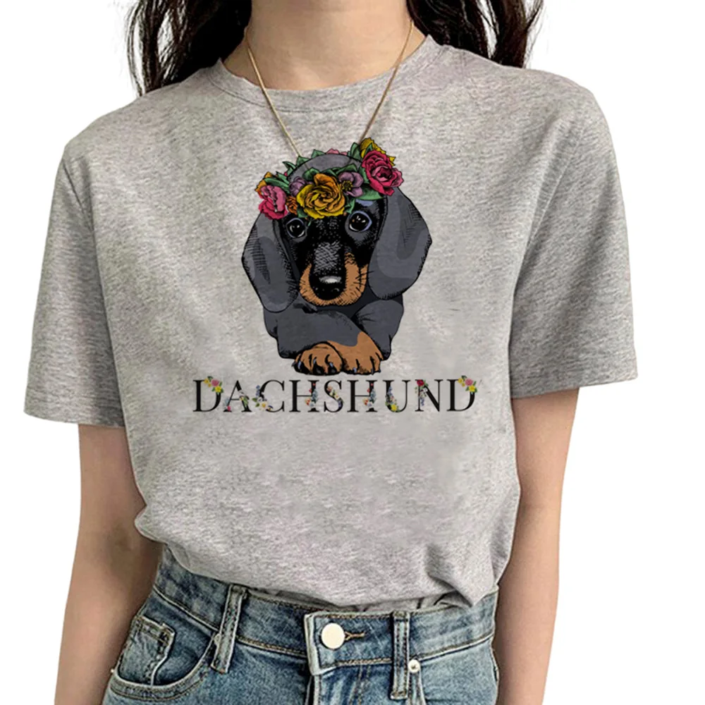 Dachshund t shirt women comic anime Tee girl streetwear anime clothes