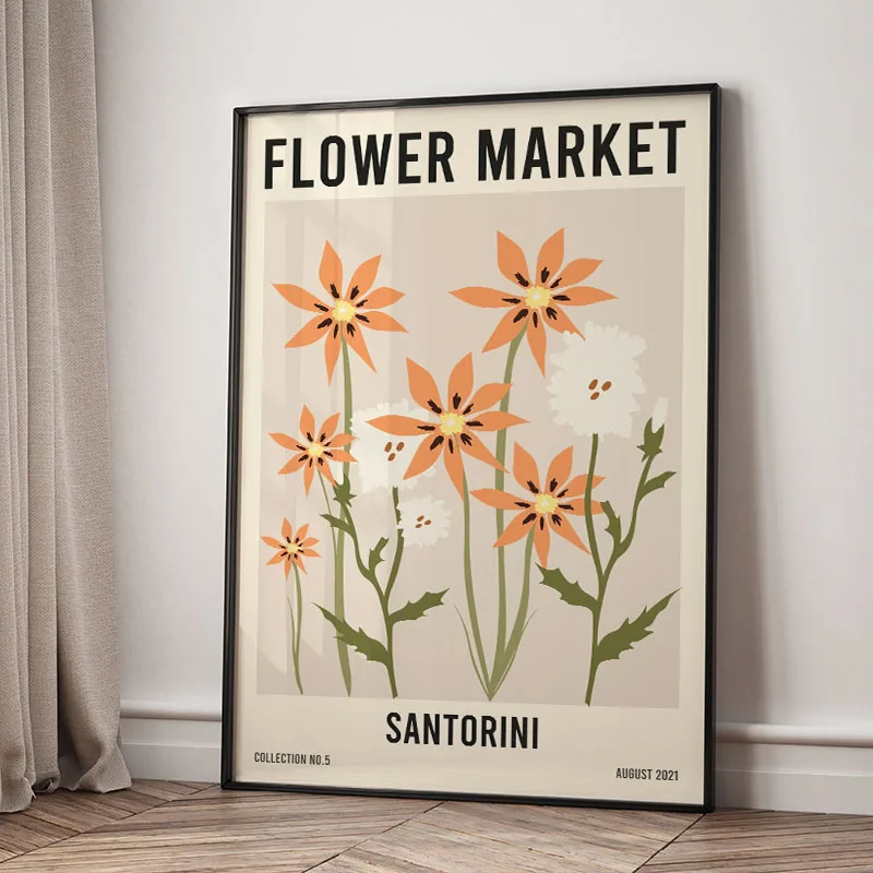 Abstract Flower Market Poster Floral Plant Exhibition Wall Art Canvas Painting Posters Prints Picture for Living Room Home Decor