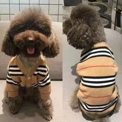 Winter Pet Dog Cat Clothes Chihuahua Teddy Puppy Kitten Striped Cardigan Warm Knitted Sweater Coat Fashion Clothing For Pet Dogs