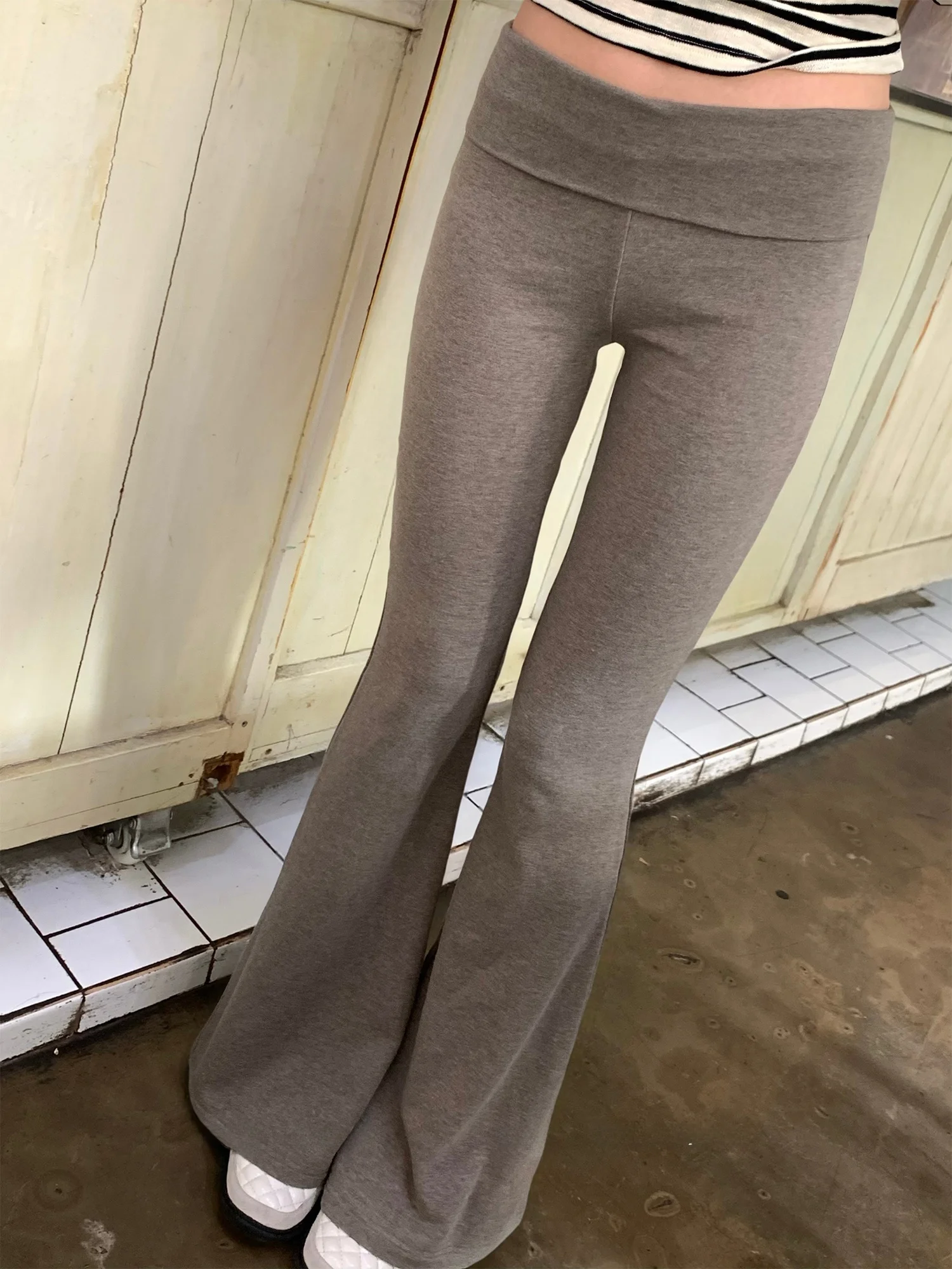 

Женские повседневные брюки OKJJ American Style Micro Flared с низкой посадкой, облегающие, длинные, с эффектом похудения, драпированные, расклешенные, спортивные брюки-клеш