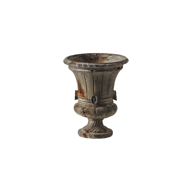 

Wabi Sansan resin vase ornament, high-end door Roman column welcome decoration flower pot, old garden ornament
