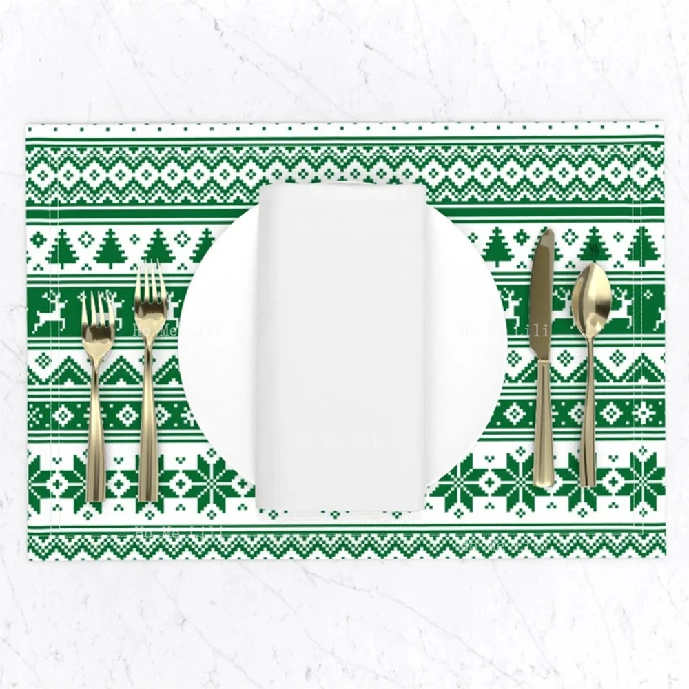 Scandinavian Christmas Scandi Style Rustic Cabin Nol Floral Forest Winter Greenery Nordic Winter Placemats