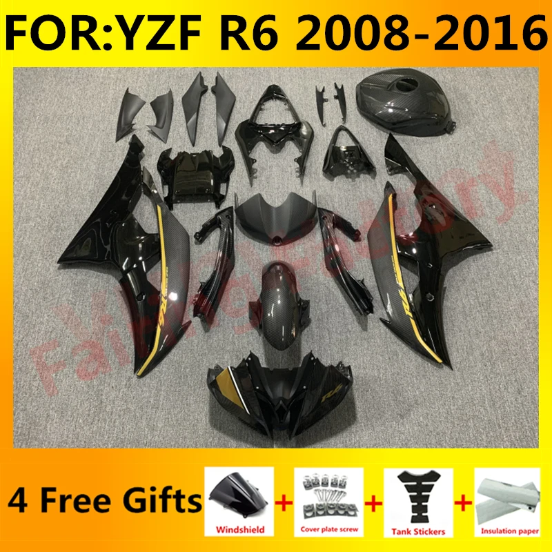 

Комплект обтекателей для мотоцикла, подходит для YZF R6 YFZ-R6 2008 2009 2010 2011 2012 2013 2014 2015 2016 Обтекатели для кузова из углеродного волокна