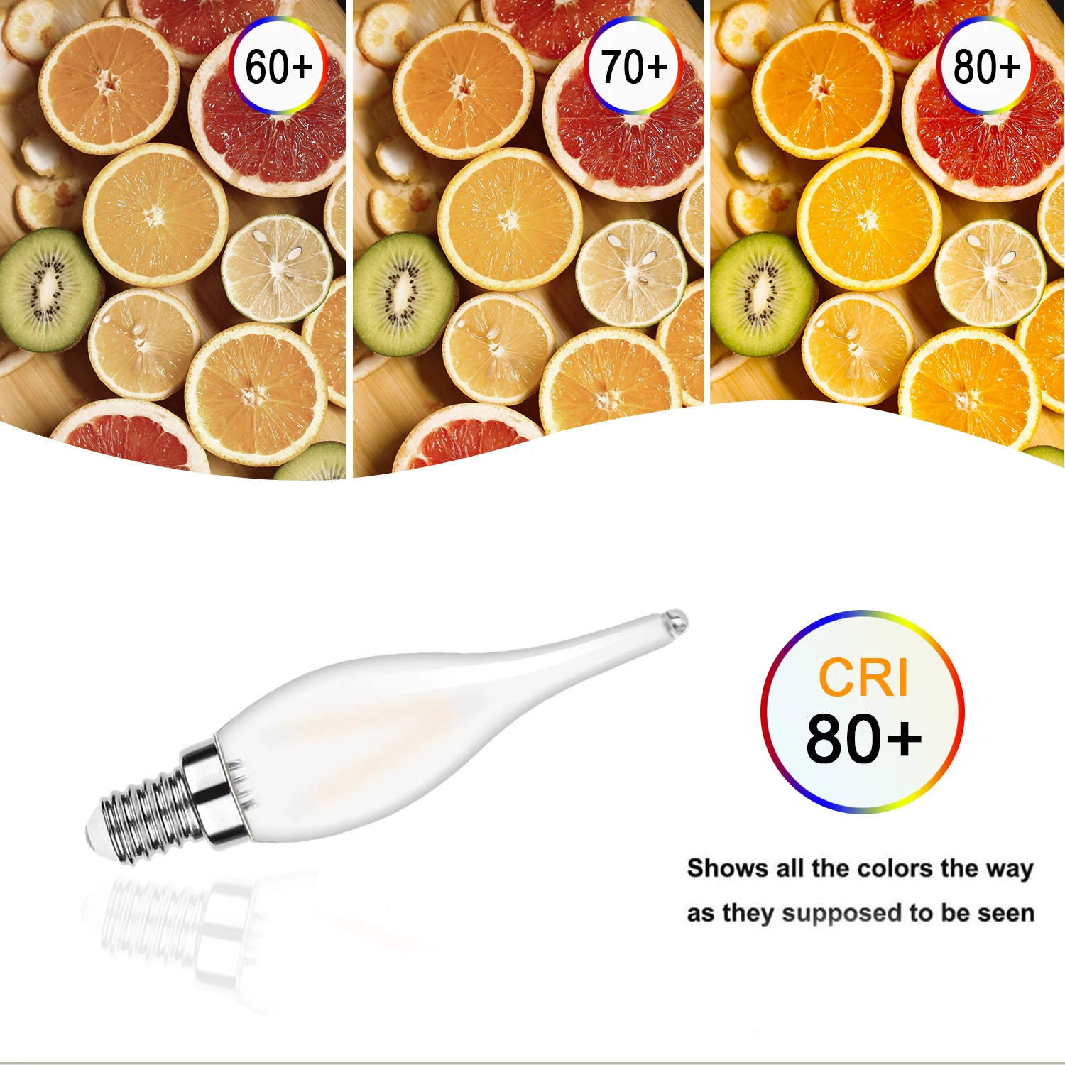 C22 Frosting Led Bulb E14 E12 1.5W Filament Lamp 110V 220V Crystal Chandelier Ceiling Light Vintage Warm White Decoration Lights