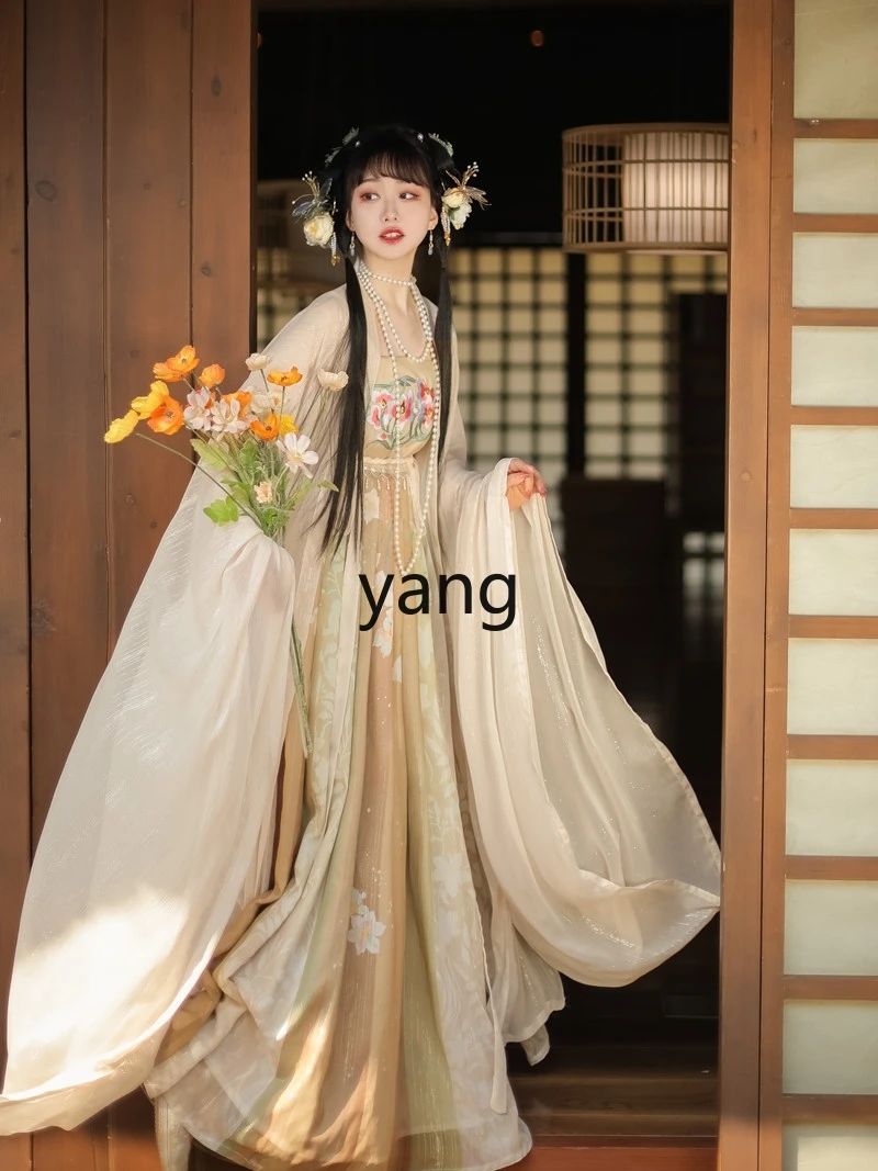 LMM Hanfu – chemise à manches longues pour femmes, véritable costume quotidien brodé, été