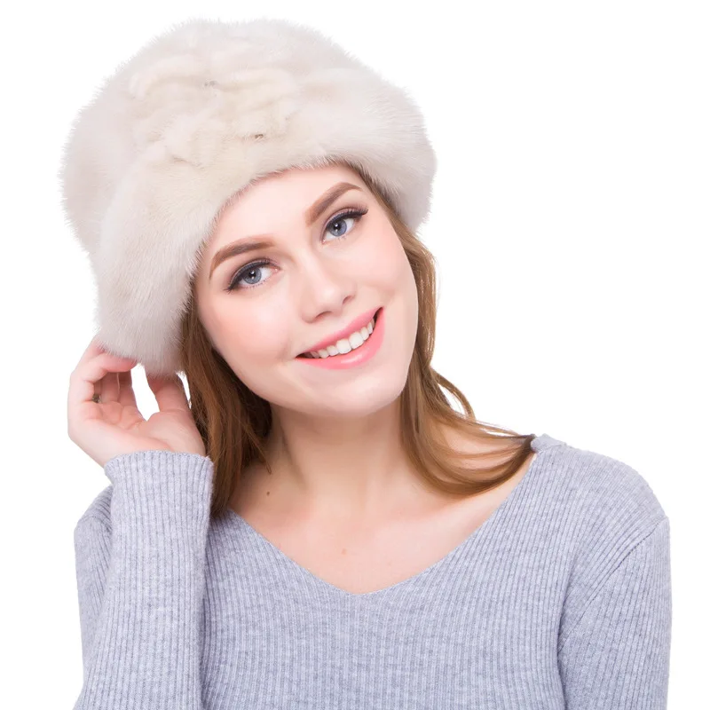 

Mink Fur Grass Hat for Women's Winter Whole Mink Fur Grass Gift Hat Mink Fur Hat