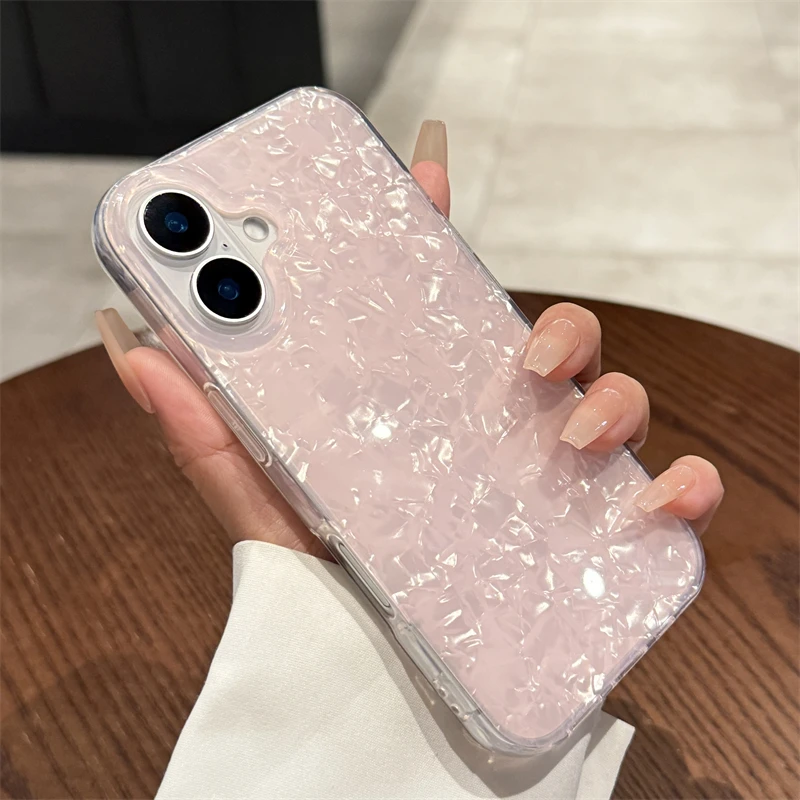 เคสโทรศัพท์ลายเปลือกหอยวิบวับหรูหรา สำหรับ iPhone 17 Air 11 12 13 14 15 16 Pro Max X XR XS 7 8 Plus  แบบนิ่มกันกระแทก