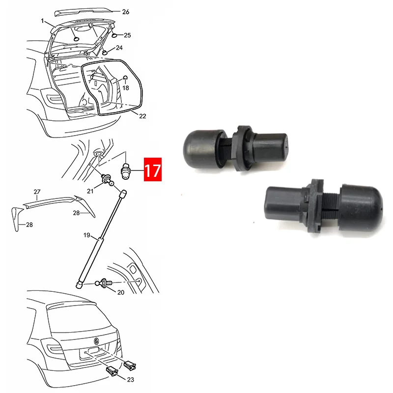 Cojín para maletero trasero de coche, tope de goma, tapas para maletero, bloque amortiguador ajustable para vw Scirocco 2009 a 2014 1K8827761D