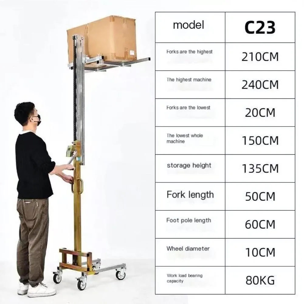 Manual Unloading Lifting Handling Stacker Forklift Lifting Portable Folding Forklift Lightweight Used for Lifting and Handling