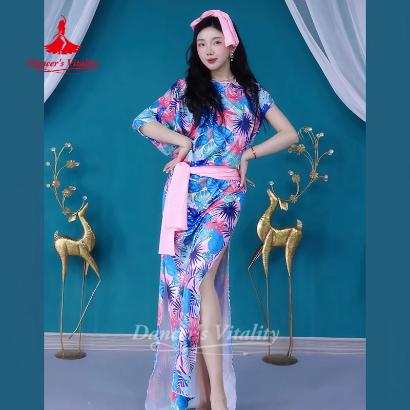 أزياء الرقص الشرقي النساء مخصص الراقية المطبوعة رداء الحجاب وشاح الورك 3 قطعة راقصة سعيدي شابي بلدي ممارسة الملابس