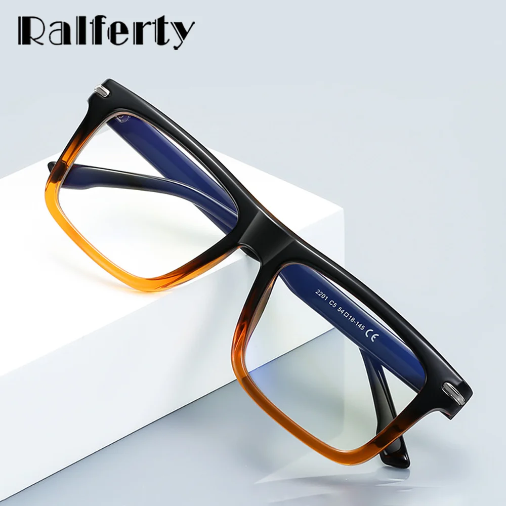 Ralferty TR90 Eyeglass Frames Men Square Business Prescription Glasses Anti-glare Blue Light Glasses Myopia Optic Frame 2025 New