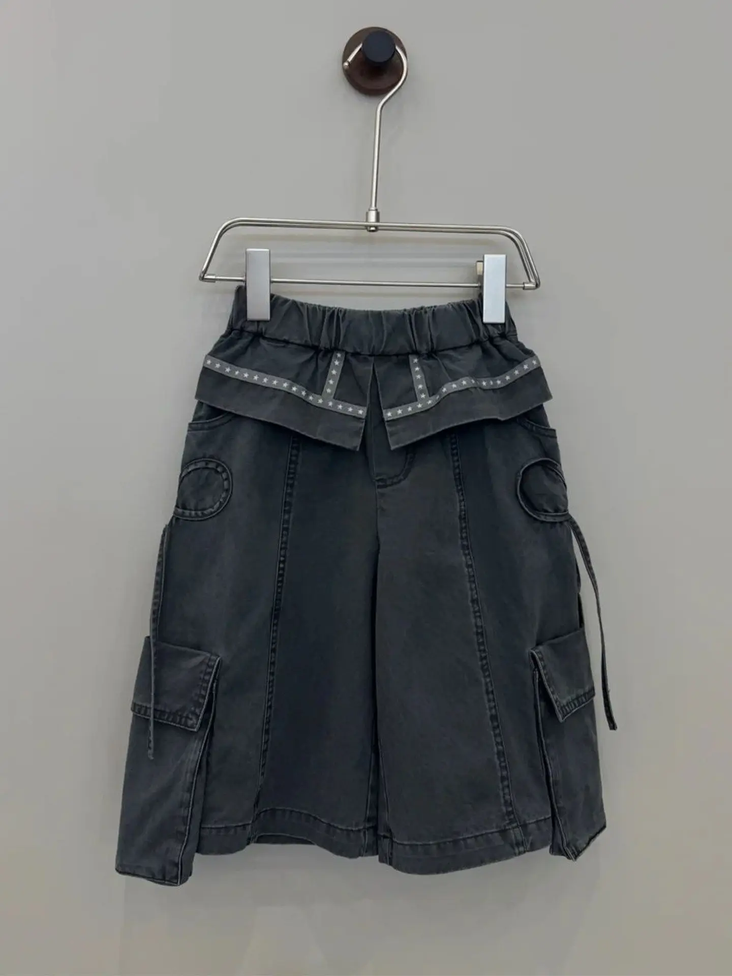 

Girls' Thin Unique Short Pants Casual Wide Leg Elastic Waist Spring Autumn Wear Outdoor Children's Clothing Big Kids Seven-Fo...