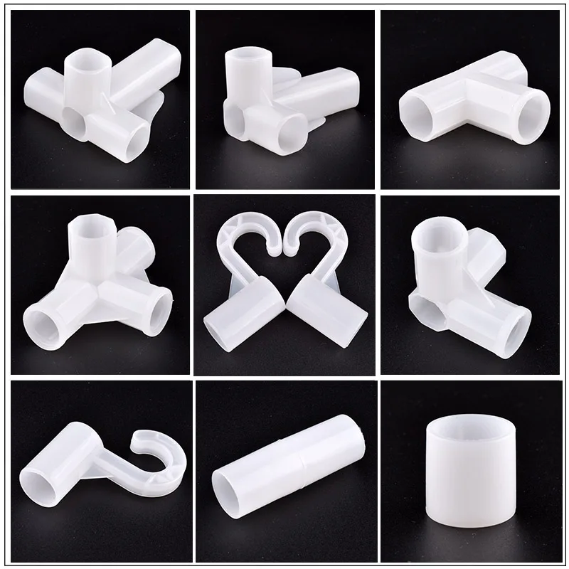 2-20Pcs Two TO Four Way Pipe Joint Plant Support Connector Wardrobe Fittings Shelf DIY Garden Plant Accessories Inner Dia 16mm