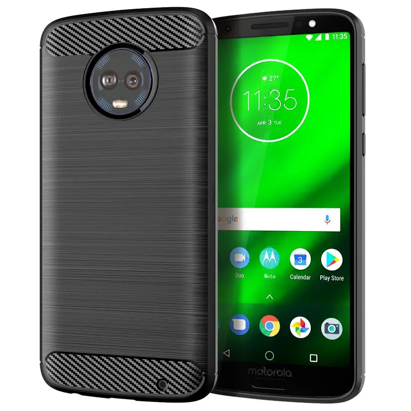 Shockproof Carbon Fiber Case for Moto G6 Plus G6+ Brushed Texture Rubber Silicone Case for moto g6 plus g6+ Soft Phone Cover