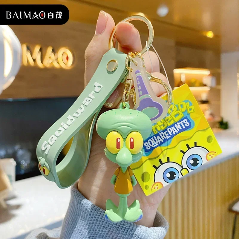 Bob Esponja SquarePants figura de Anime Patricio Star Squidward Tentaces PVC muñeca llavero bolsa llavero para niños juguetes regalos de cumpleaños