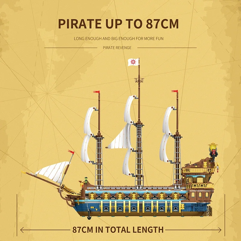 3162PCS Royal Sunshine Sailing Ship Building Blocks Sun Pirate Boat Assembly Model Bricks Education Toys For Kids Holiday Gifts