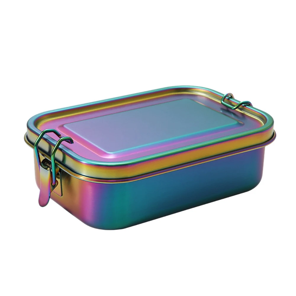 Stainless Steel Bento Box Leakproof Metal Lunch Box with Removable Divider Lunch Box for Children and Adults(Rainbow)