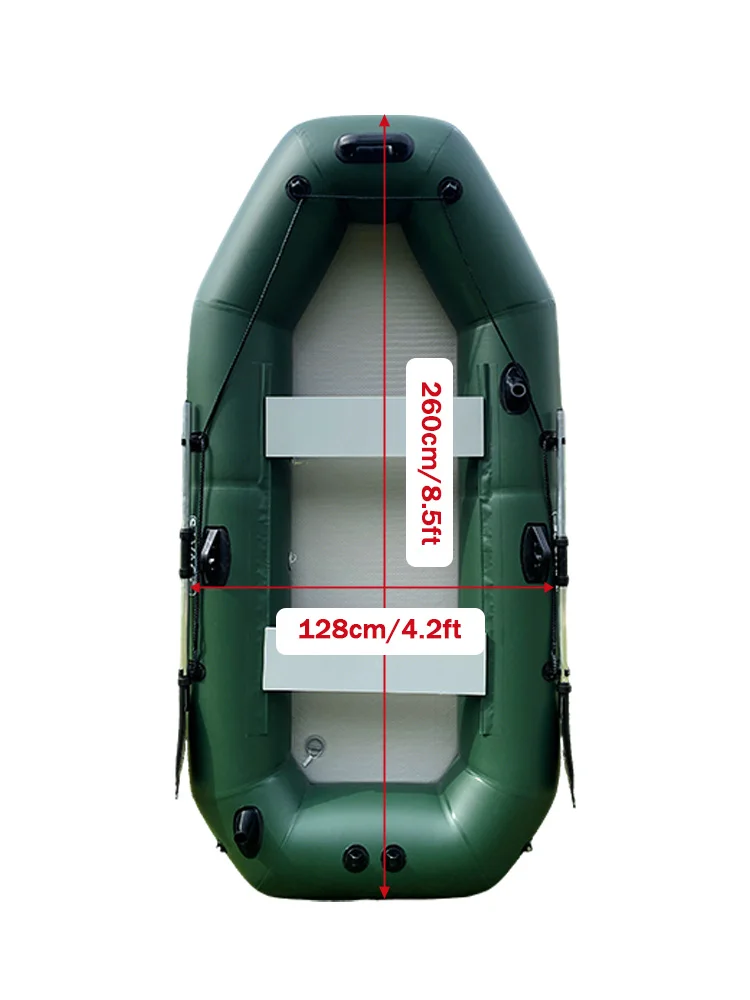 Savage Marine 8.5ft PVC Inflatable Boats 4 Person Fishing Kayak Rowing Rafts Dinghy with Motor Bracket Hole for Water Sports