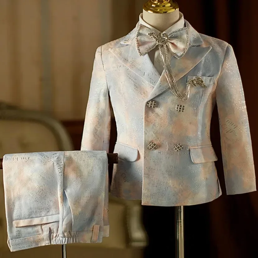 Fato de vestido para apresentador infantil, blazer, colete, conjuntos de calças, crianças, aniversário, casamento, festa formal, novo, A2614, 2023