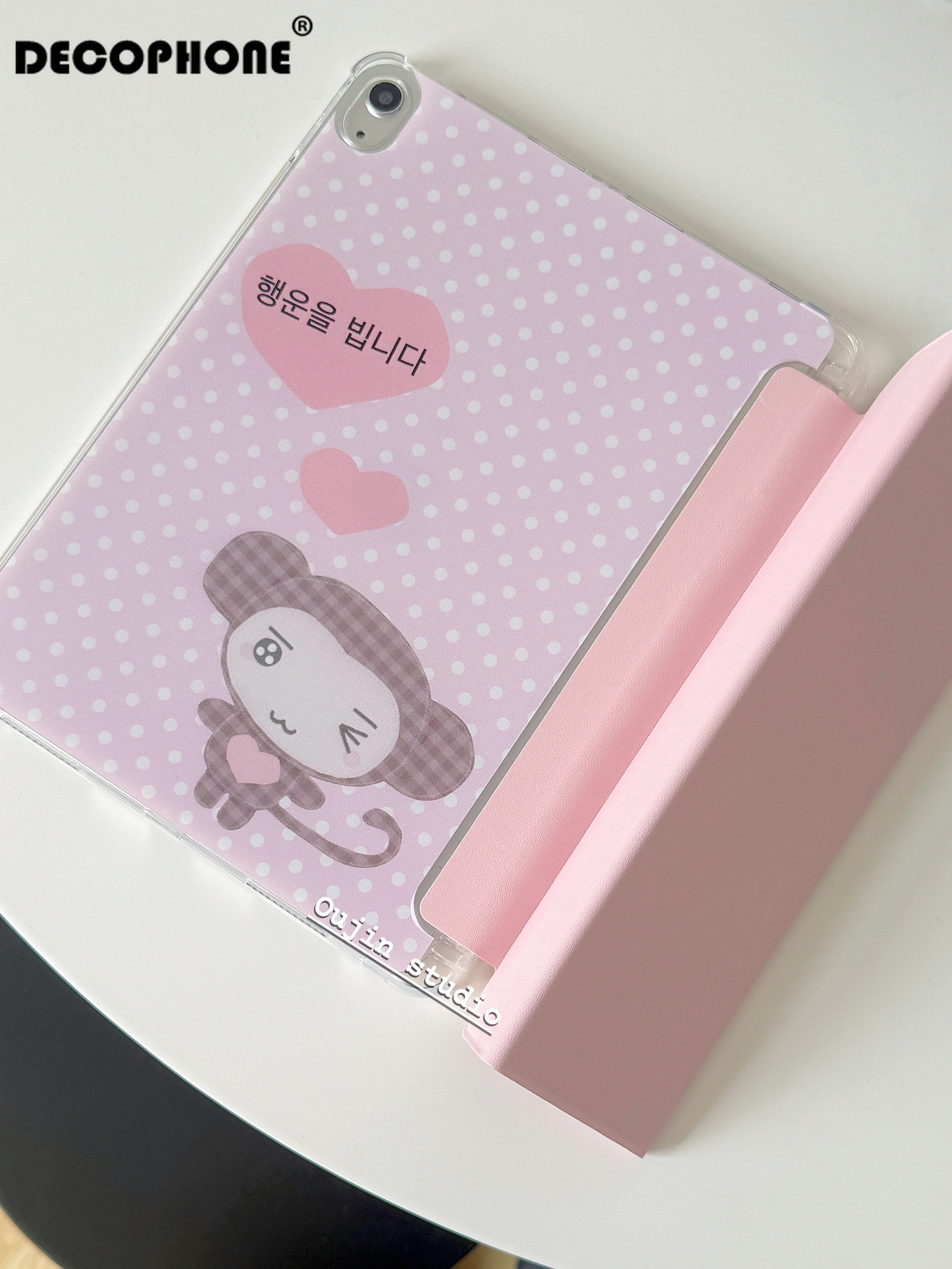 ins polka-dot ood luckMonkey tri-fold case For iPad 10th 11th Gen 7/8/9 10.2''/Air 4 5 6 7 11/ 9.7 Pro11Mini 6 7 12.9