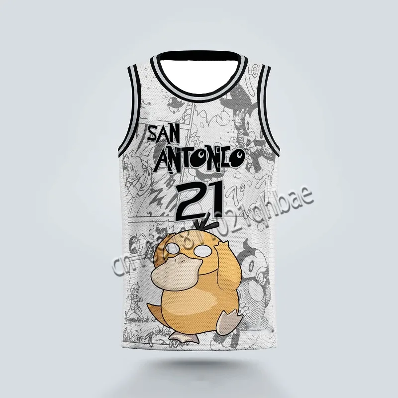 2025 جديد بيكاتشو الكرتون سترة الكبار الأطفال الشارع الرجال والنساء بوكيمون كرة السلة جيرسي سترة رياضية في الهواء الطلق #4