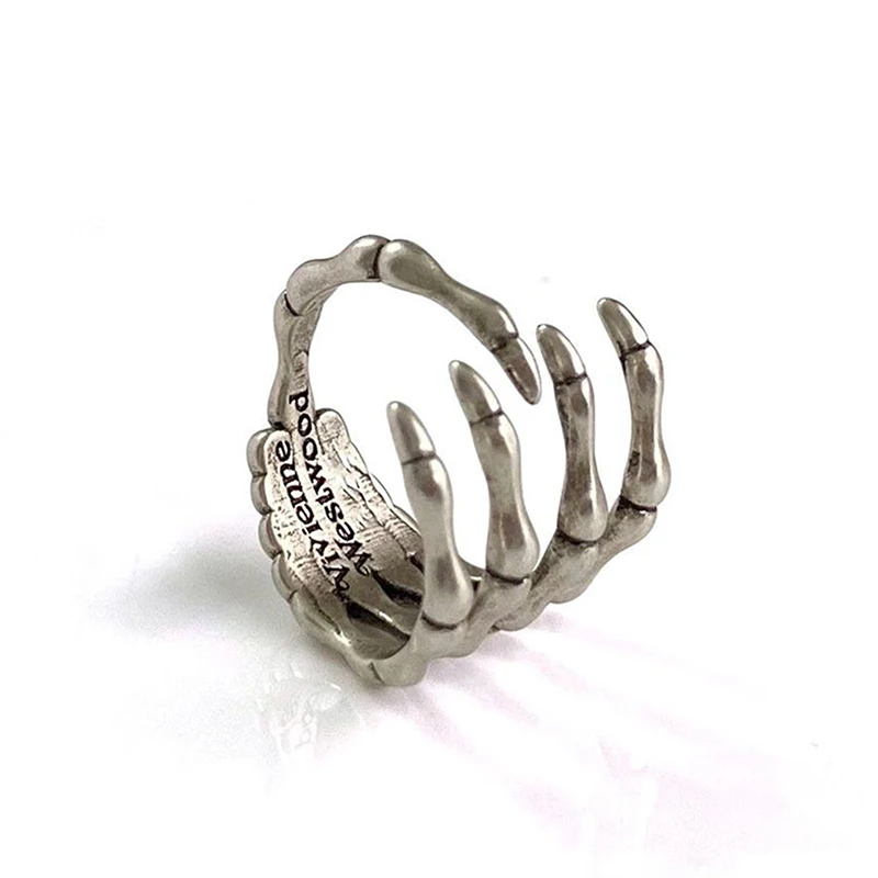 خاتم جمجمة داكن أنيق للنساء والرجال بتصميم متخصص هدية مجوهرات راحة اليد