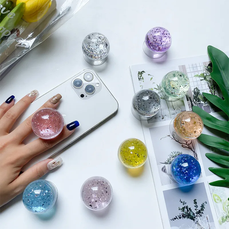 

Держатель для телефона с блестящим стеклянным шаром, складная подставка-кольцо, крепление-держатель для пальцев, аксессуар для iPhone 15 16 Xiaomi
