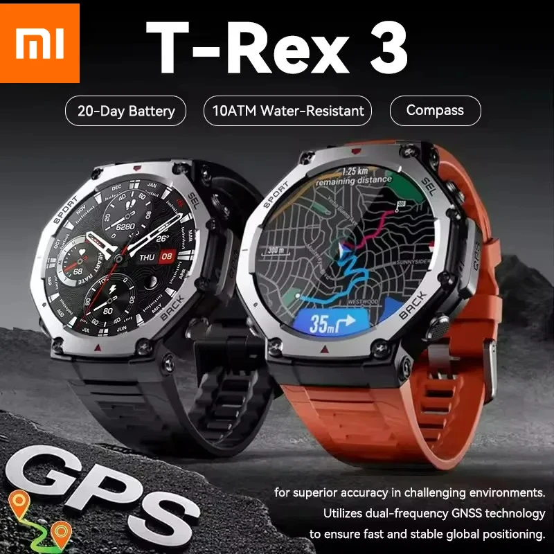 Xiaomi For Original T-Rex 3 2025 Military gps smartwatc Built-in Compass Altimeter 10ATM Waterproof Sports Smartwatch Men Women