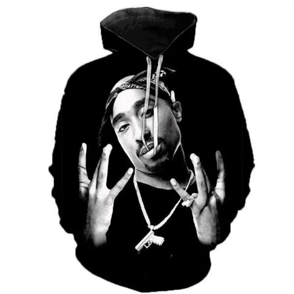 2PAC Hoodie Rapper Tupac 3D Printed Sportswear Men's and Women's Fashion Hip Hop Oversized Sweatshirt Hoodie Men's Pullover Boys