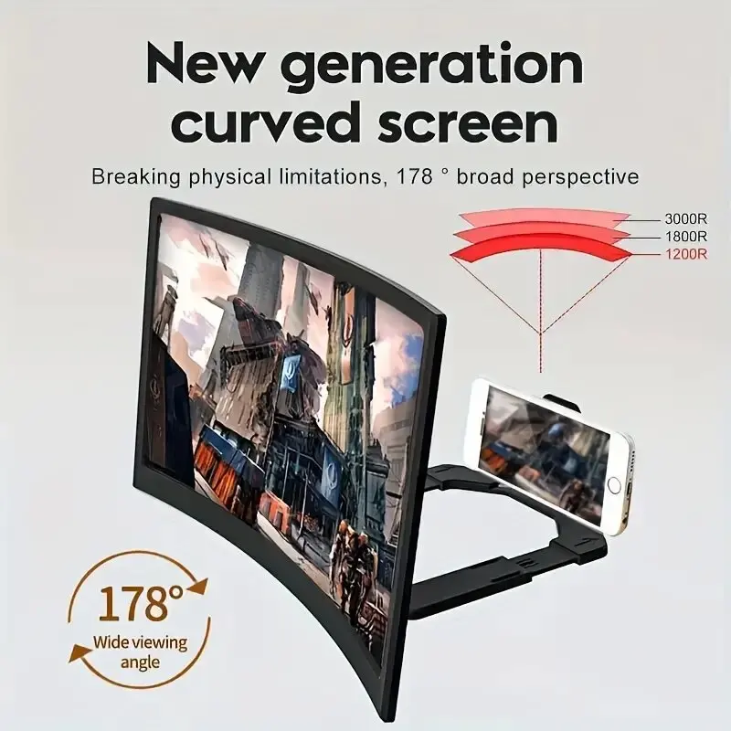 Universal Curved HD Video Magnifier Stand For iPhone Huawei Xiaomi Samsung Desktop Lazy  Mobile Phone Screen Amplifier