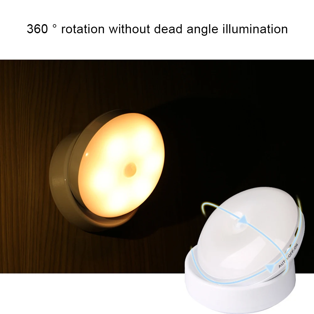 Led Wall Light Wireless Closet Night Lamp 360 Rotated Motion Sensor Night Light Portable Led Wall Lamp