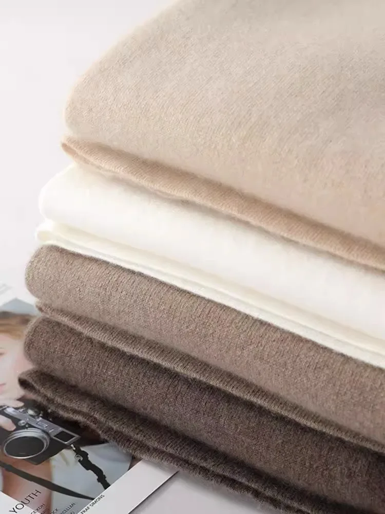 سراويل صوف محبوكة فضفاضة مستقيمة الساق للسيدات من الكشمير واسعة الساق سراويل تنظيف الأرضية