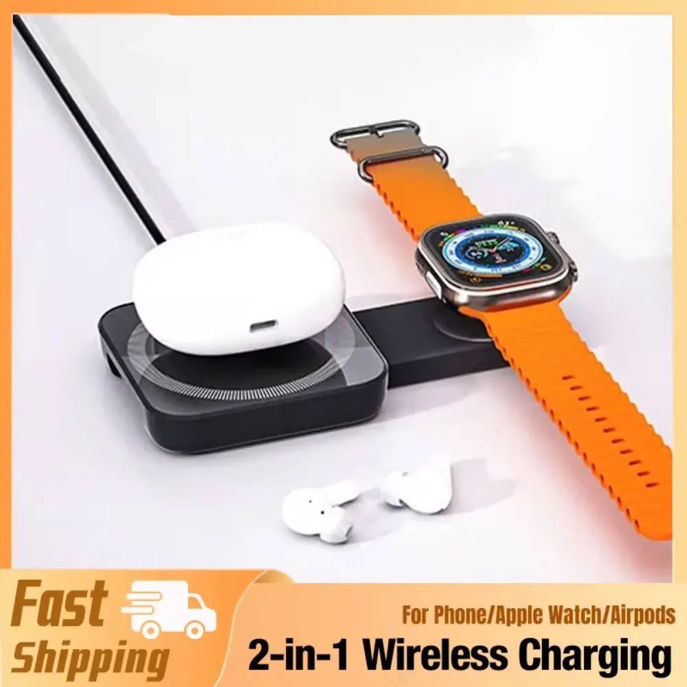 شاحن لاسلكي 2 في 1 مغناطيسي قابل للطي لهاتف Magsafe iPhone 12-16 Samsung Xiaomi Apple Watch 9-2 Airpods شحن سريع #2