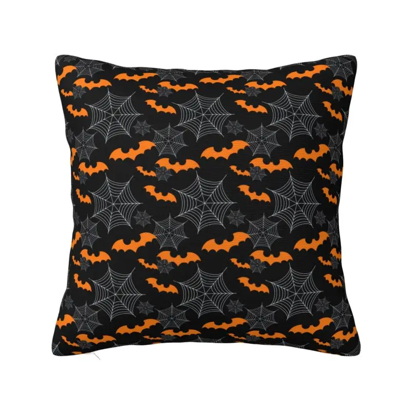 Custom Halloween Bats And Spider Webs Cushion Cover 35x35 Cm Polyester Throw Pillow Case For Sofa Chair Home Decor Pillowslip