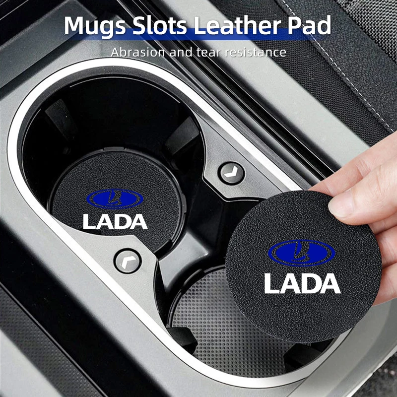 

Car Coaster Carbon Mug Drinking Pad Cup Non-Slip Mat Accessories For Lada Priora Sedan Sport Kalina Granta Vesta Niva Largu