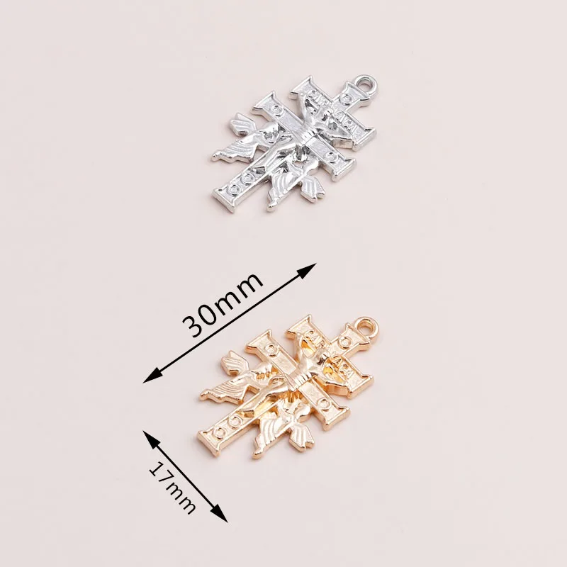 Leslie 10 Stück Vintage Gold Silber Farbe Jesus Kreuz Charms für Schmuckherstellung Punk Hip Hop Crucifx Anhänger Halskette Frauen Männer Diy – Detail 2