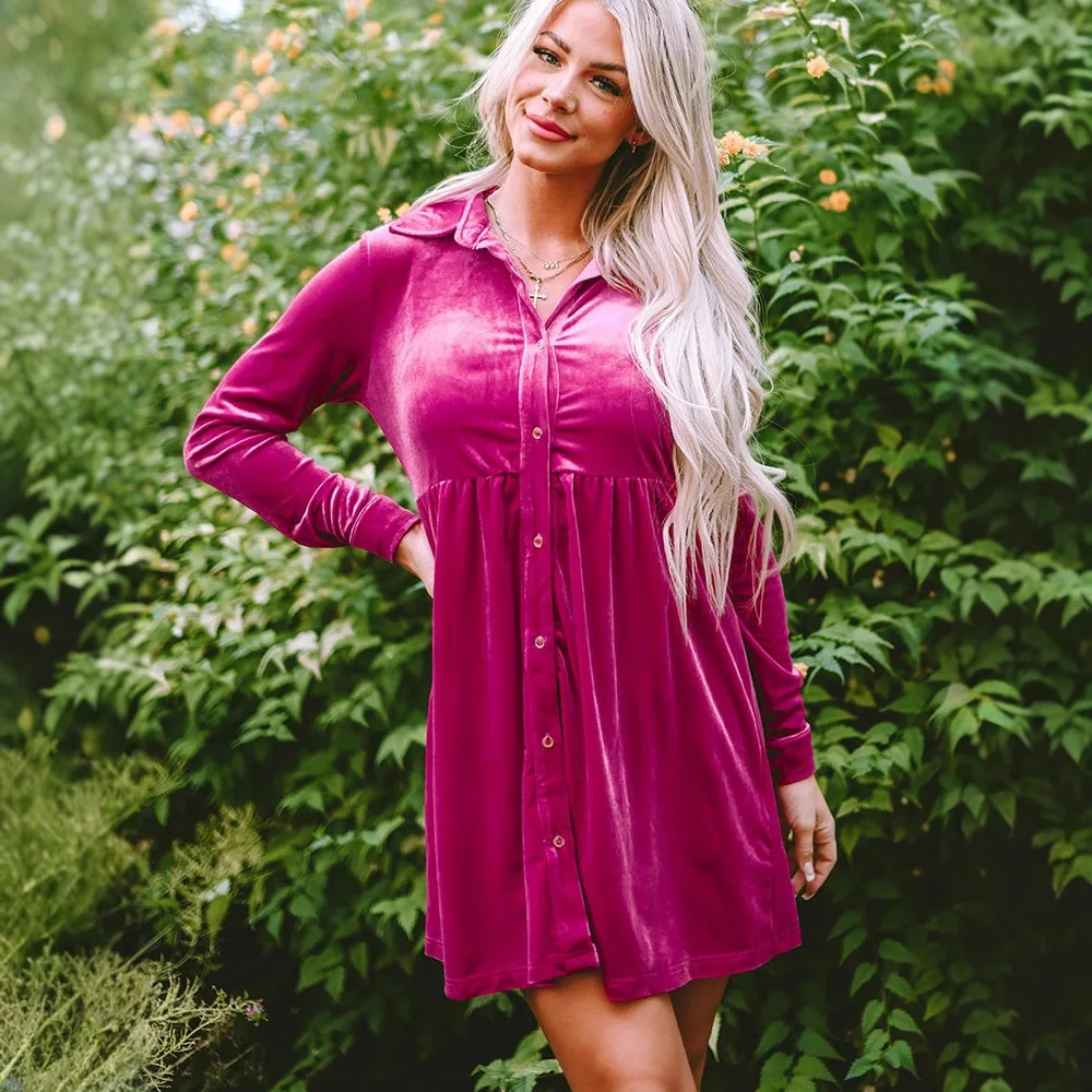 

Осеннее новое элегантное бархатное платье с длинными рукавами для женщин, 2025 г., повседневное короткое платье длиной до колена с высокой талией для женщин