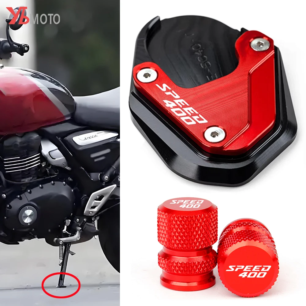 

For Triumph Speed 400 Scrambler 400X 400 X 2023 2024 2025 Accessories Motorcycle valve Kickstand Foot Side Stand Enlarger Pad