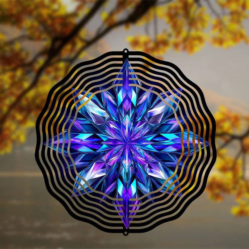 Mancor 3D Metall-Windspinner für den Außenbereich, Mandala Kinetische Skulptur mit Lichteffekt, Batteriefreie Garten- und Terrassendekoration
