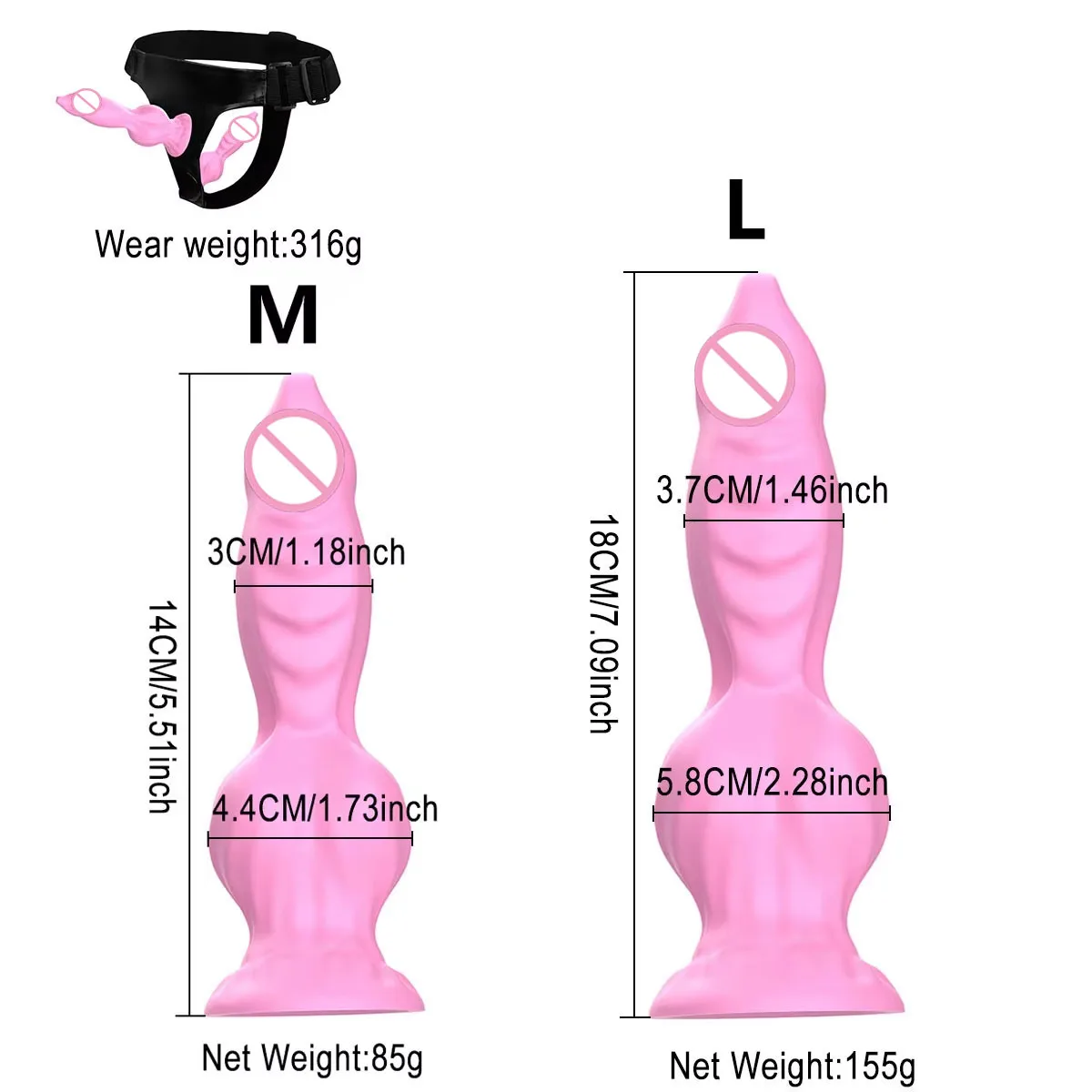 حزام قابل للتعديل مع ملحق قضيب مزدوج للكلاب - حزام سيليكون ناعم للأزواج، اختراق يمكن ارتداؤه بدون استخدام اليدين #2